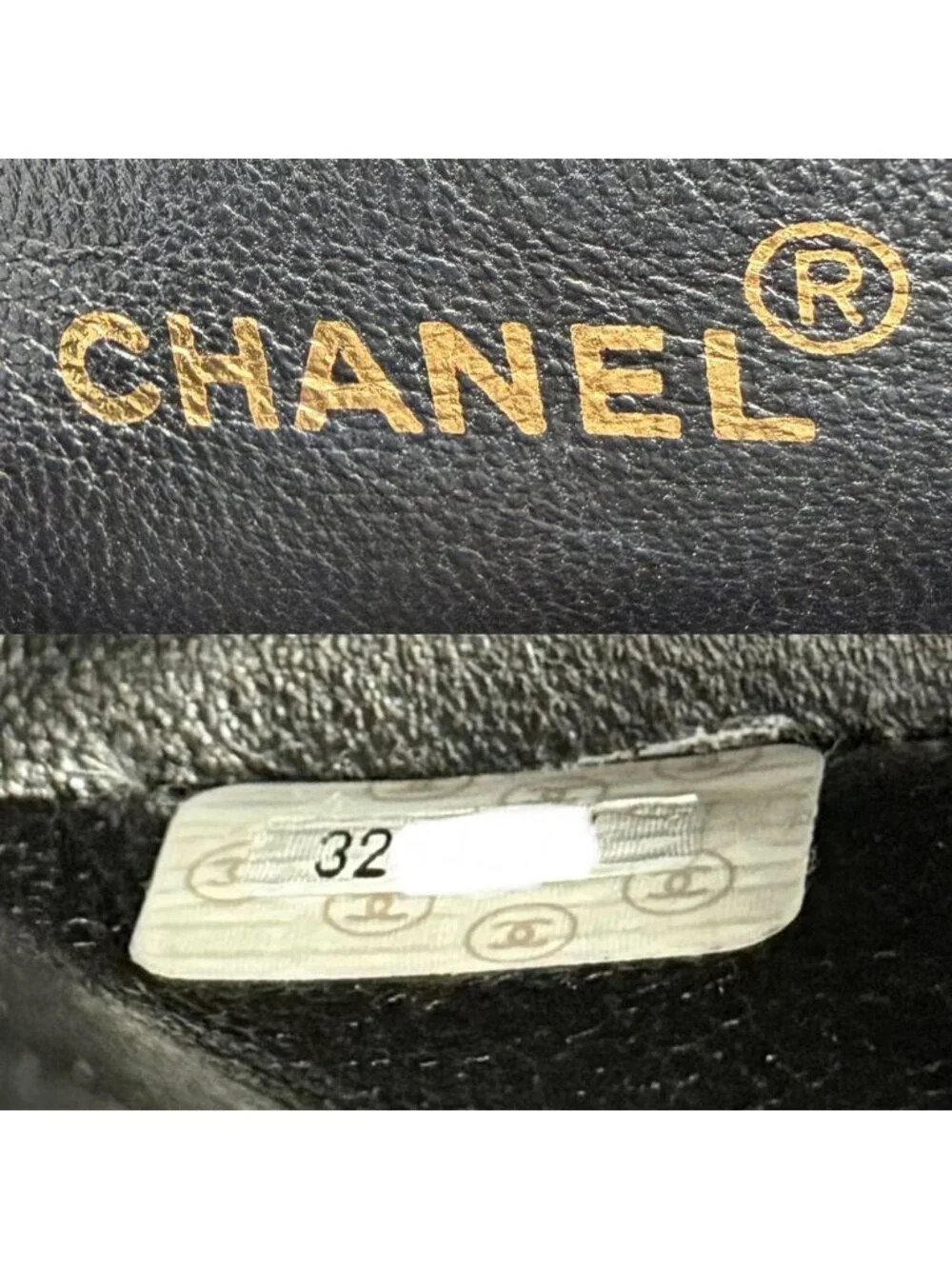Chanel Shoulder Bag Quilted CC Logo Square Crossbody Caviar Leather Black Gold